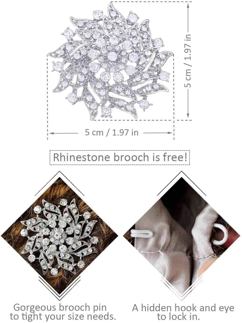 Aukmla Women's Wedding Fur Wraps and Shawls Bridal Fur Stoles Scarf with Rhinestones Brooch for Bride and Bridesmaids