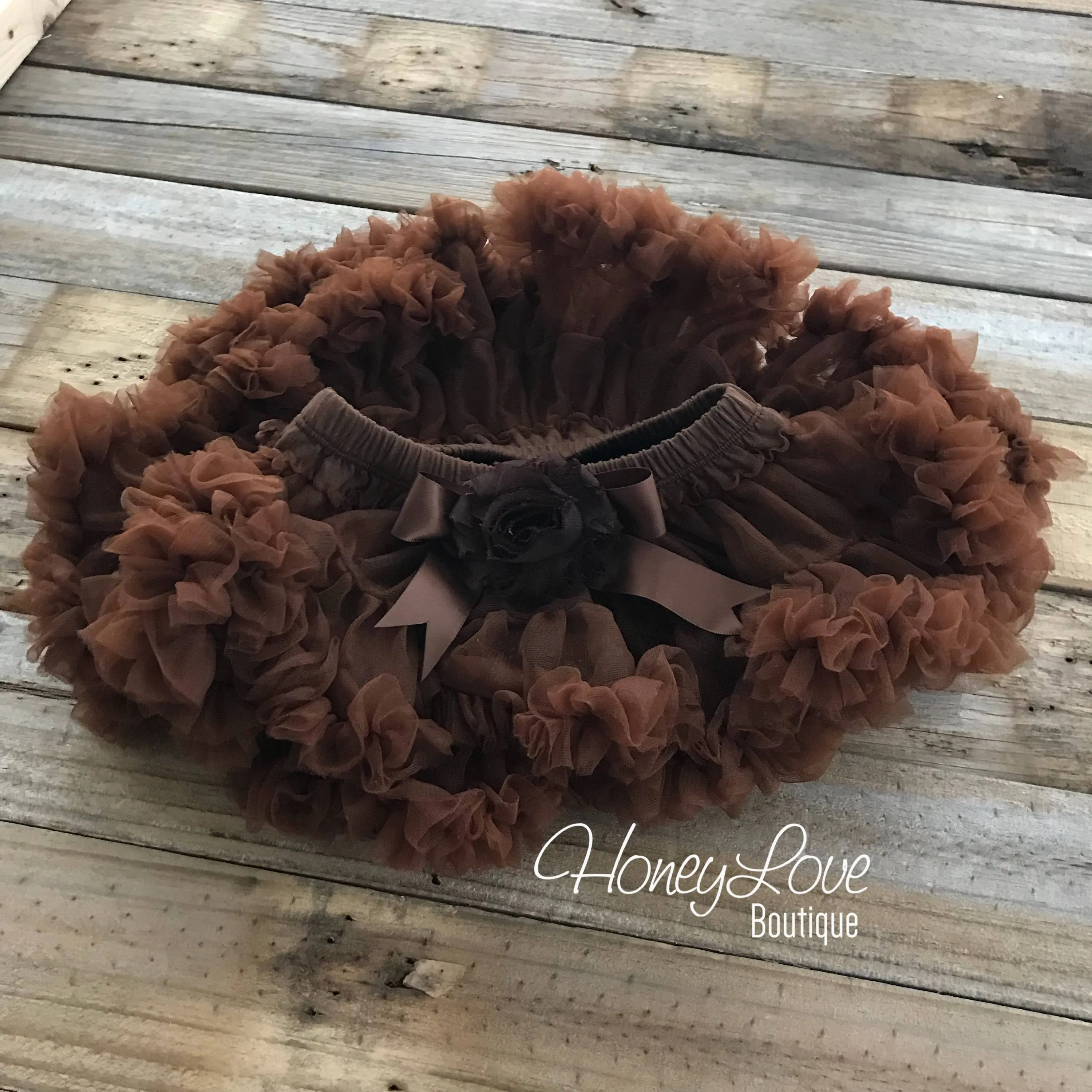 Brown Pettiskirt - embellished brown shabby flower
