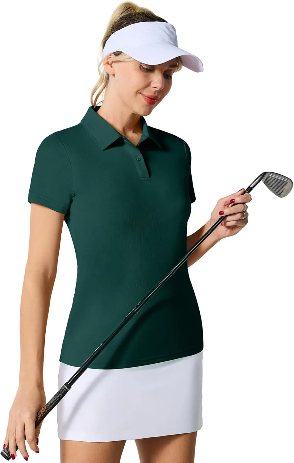 Casei Womens Polo Shirts Golf Shirts Quick Dry Moisture Wicking Black and White Polo Shirt