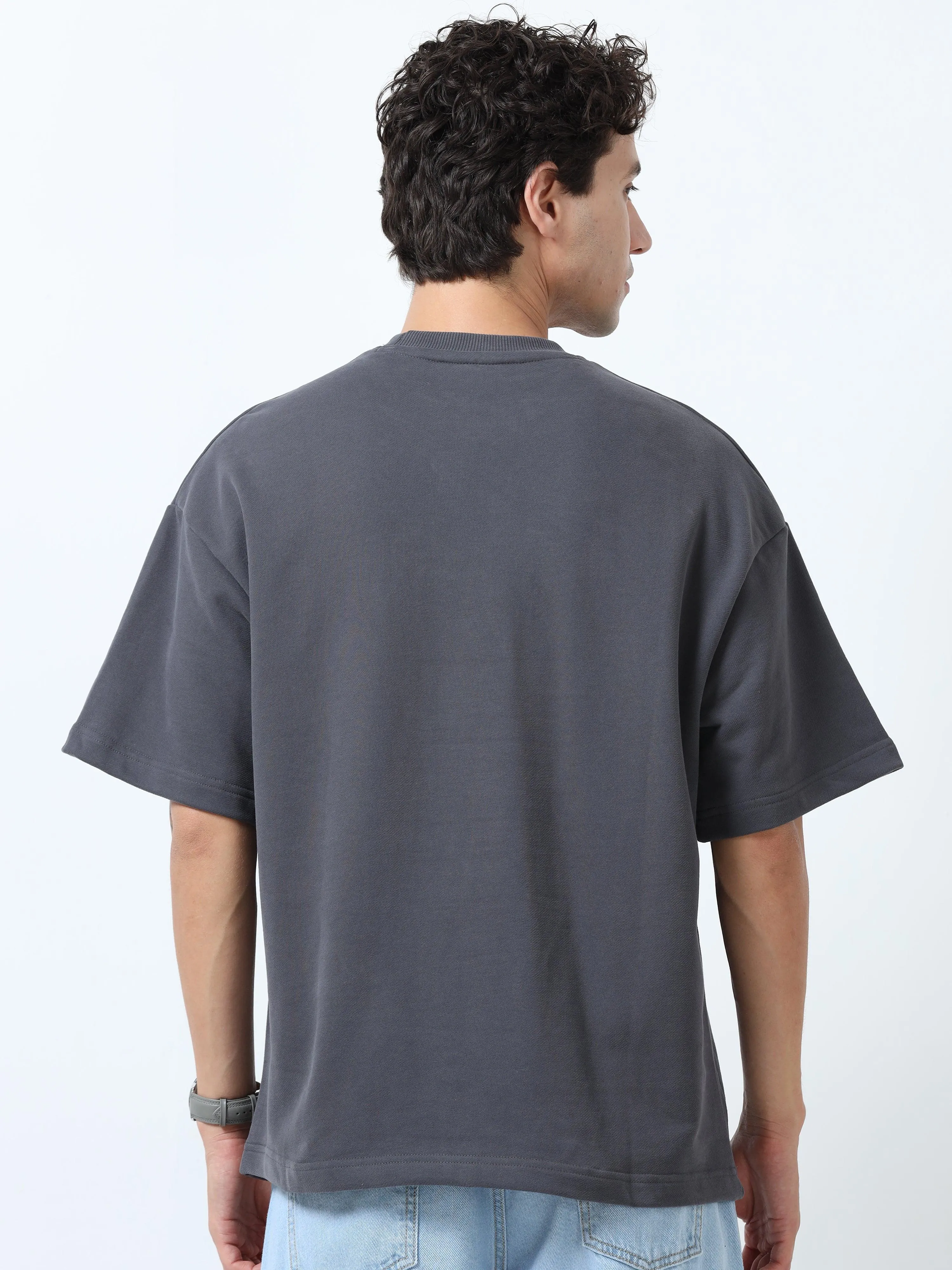 Elowen - Oversized Round neck T Shirt  - Gray