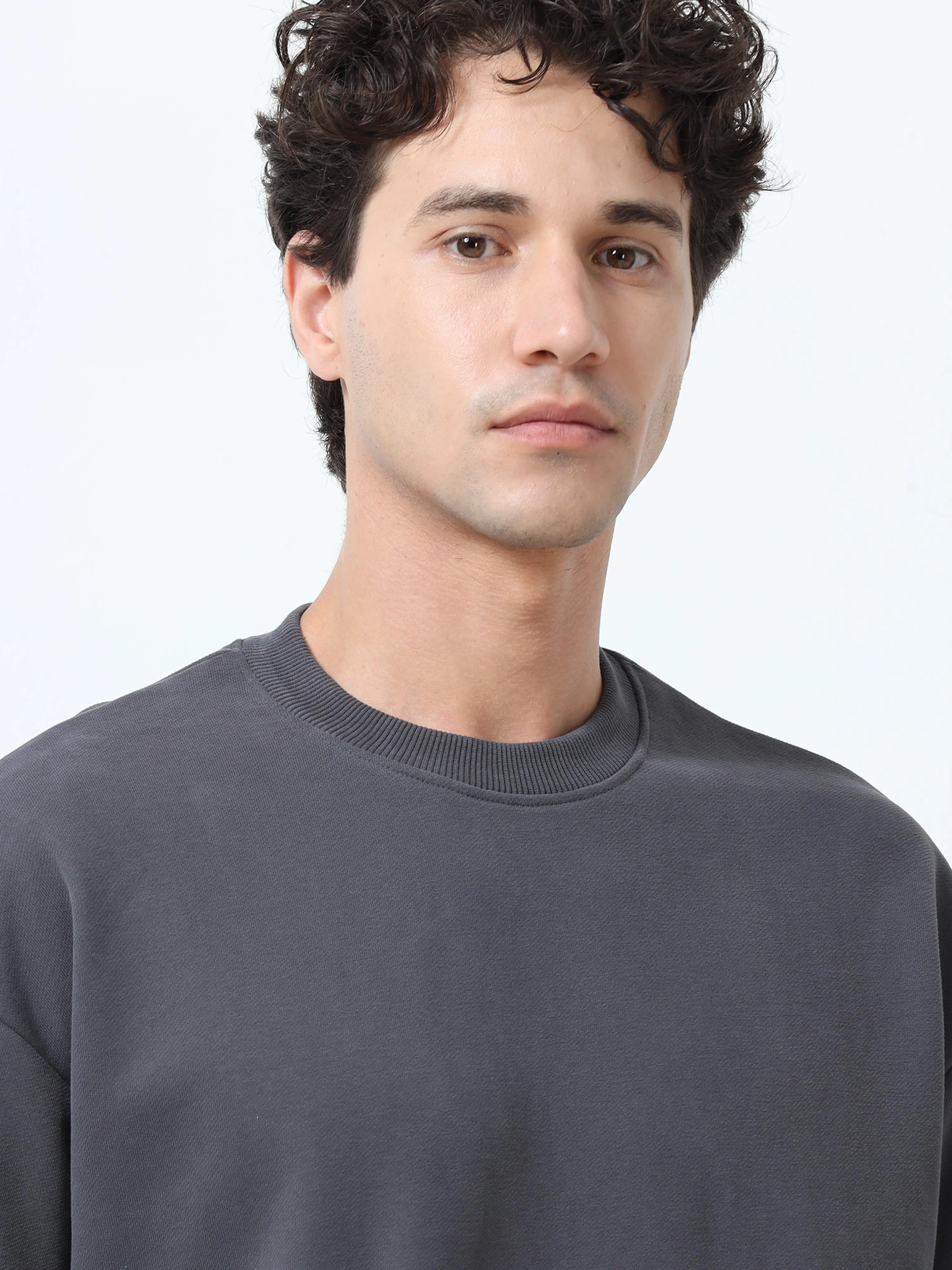 Elowen - Oversized Round neck T Shirt  - Gray