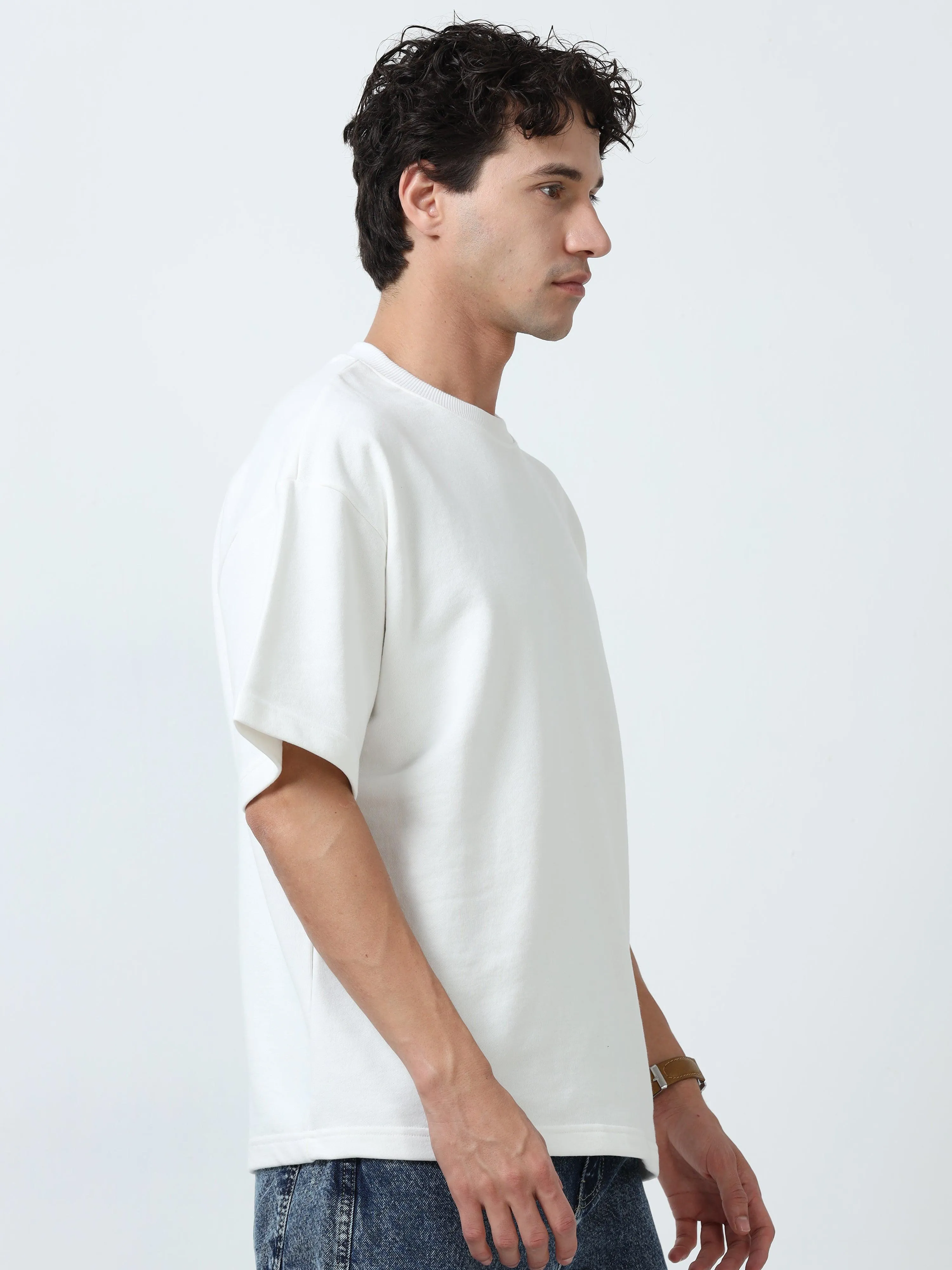 Elowen - Oversized Round neck T Shirt  - Off white