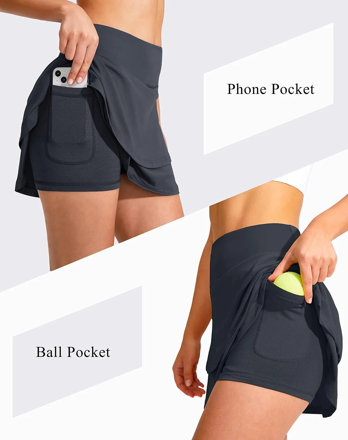 G Gradual Women's Pleated Tennis Skirts with 4 Pockets Athletic Golf Skorts for Women's Workout Running