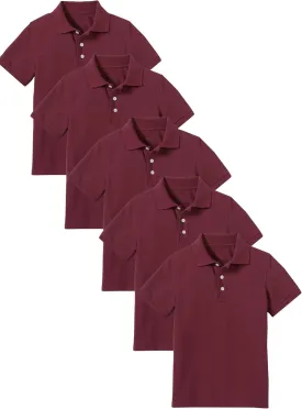 Galaxy by Harvic 5-Pack School Uniform Tagless Polo Tshirt for Little Boys & Big Boys