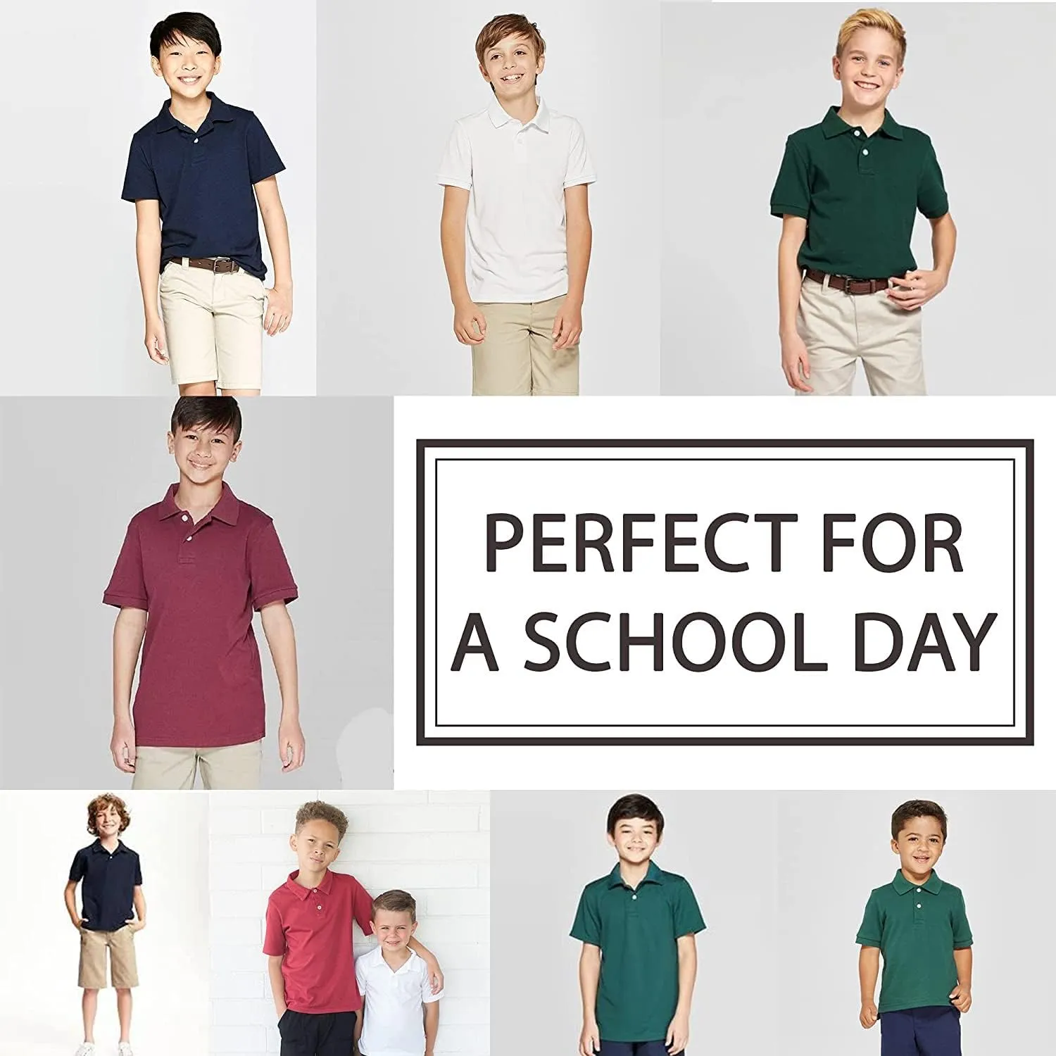 Galaxy by Harvic Boy's Short Sleeve Polo Shirts School Uniform