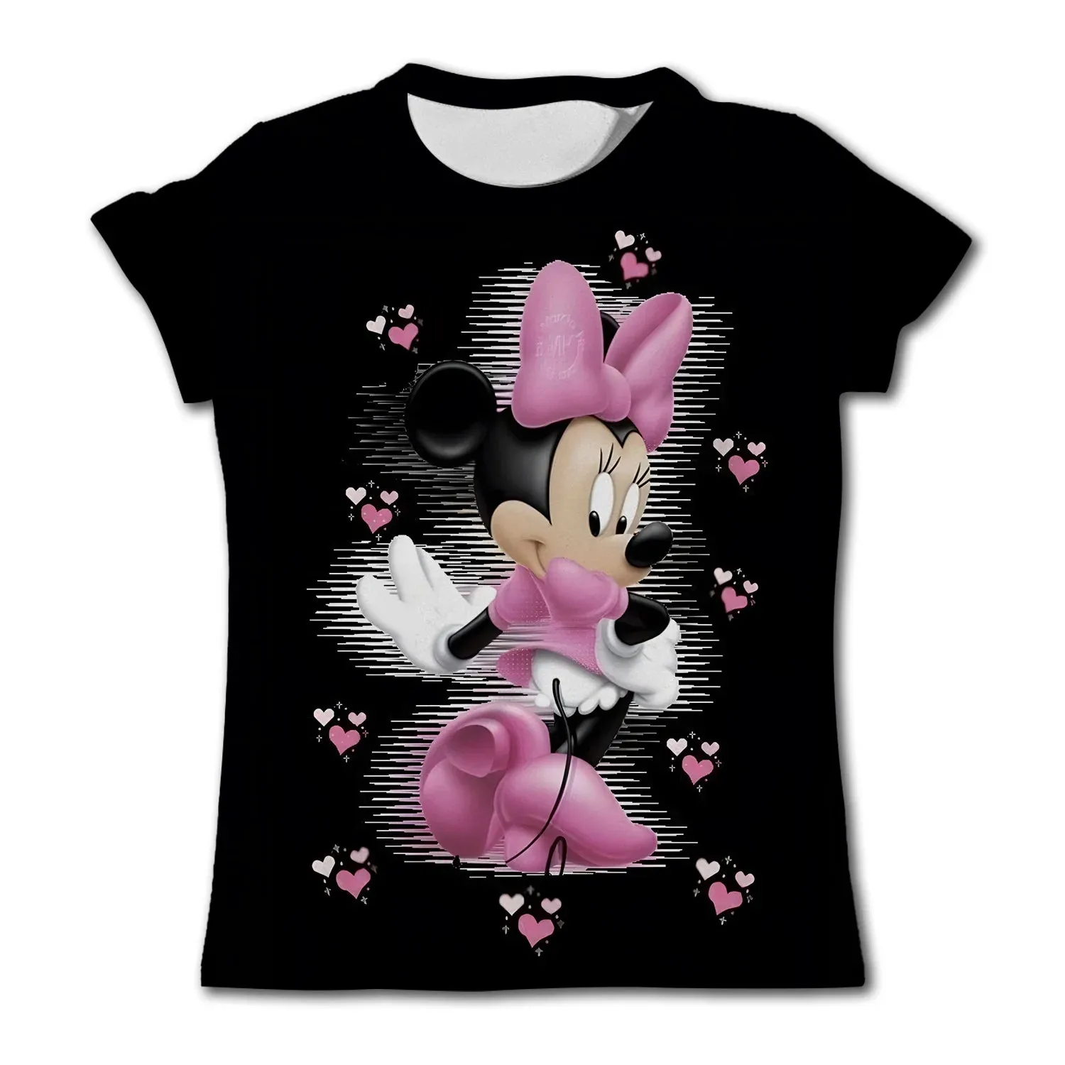 Girls Birthday T-Shirts Kids Short Sleeve T-shirt Minnie Mouse Children Top Girl Pink Clothing Casual O-Neck Shirt for Child