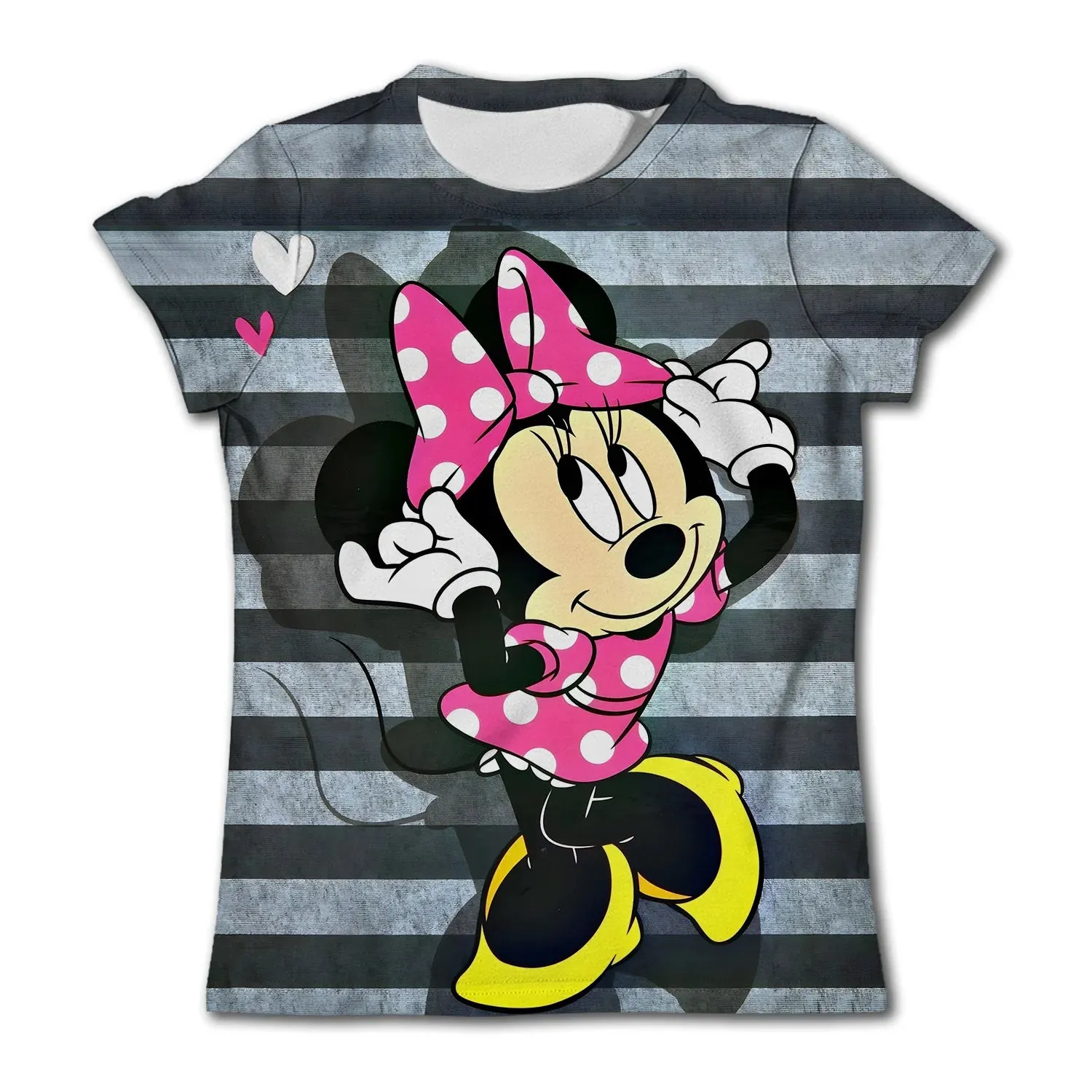 Girls Birthday T-Shirts Kids Short Sleeve T-shirt Minnie Mouse Children Top Girl Pink Clothing Casual O-Neck Shirt for Child