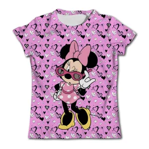 Girls Birthday T-Shirts Kids Short Sleeve T-shirt Minnie Mouse Children Top Girl Pink Clothing Casual O-Neck Shirt for Child