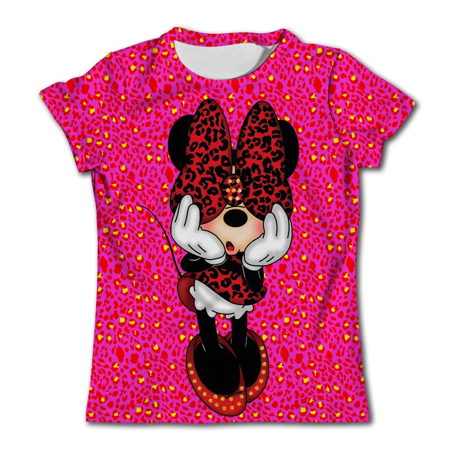 Girls Birthday T-Shirts Kids Short Sleeve T-shirt Minnie Mouse Children Top Girl Pink Clothing Casual O-Neck Shirt for Child