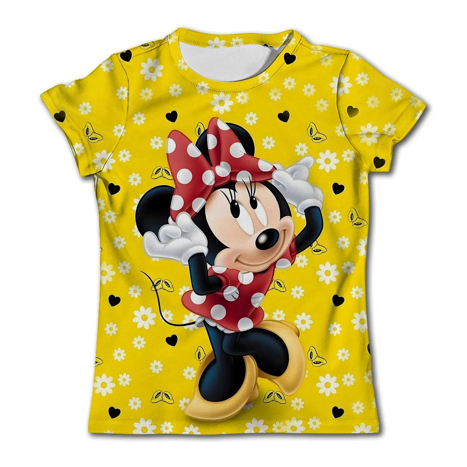 Girls Birthday T-Shirts Kids Short Sleeve T-shirt Minnie Mouse Children Top Girl Pink Clothing Casual O-Neck Shirt for Child