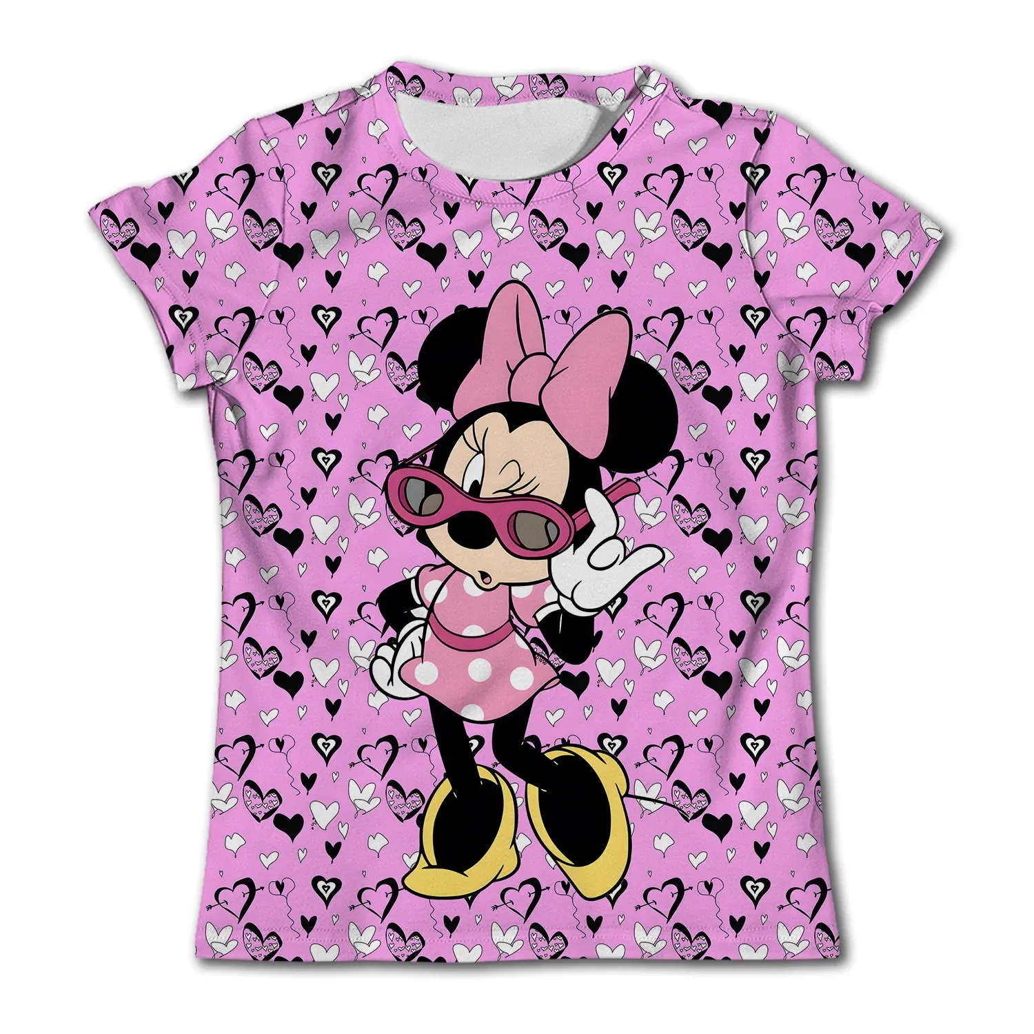 Girls Birthday T-Shirts Kids Short Sleeve T-shirt Minnie Mouse Children Top Girl Pink Clothing Casual O-Neck Shirt for Child