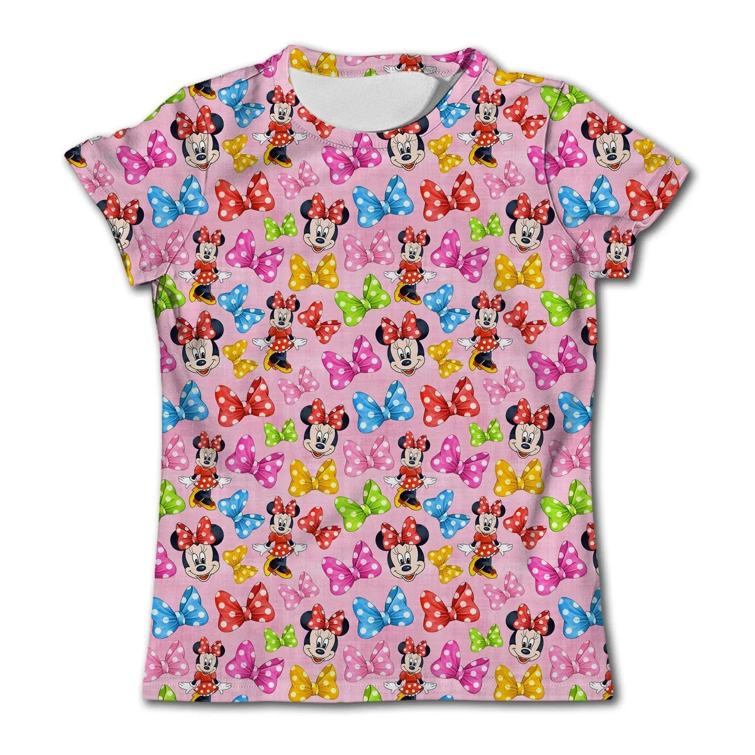 Girls Birthday T-Shirts Kids Short Sleeve T-shirt Minnie Mouse Children Top Girl Pink Clothing Casual O-Neck Shirt for Child