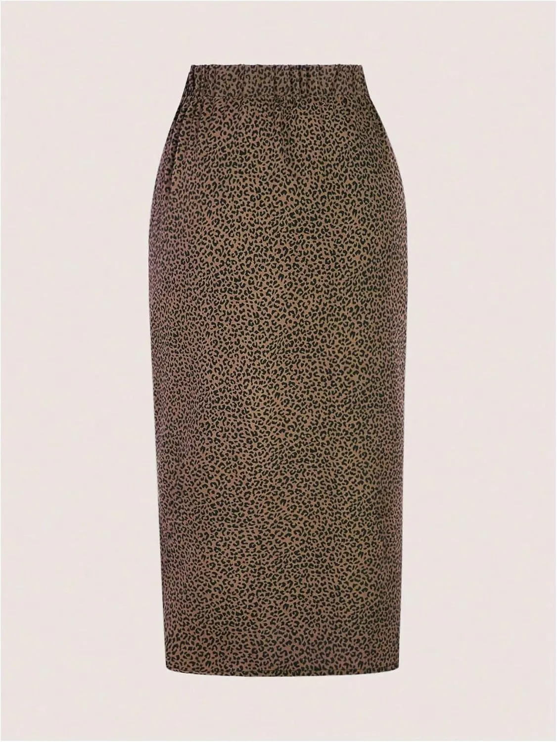 GORGLITTER Women's Plus Size Leopard Print Skirt Ruched Tie Slit High Waisted Bodycon Pencil Midi Skirts