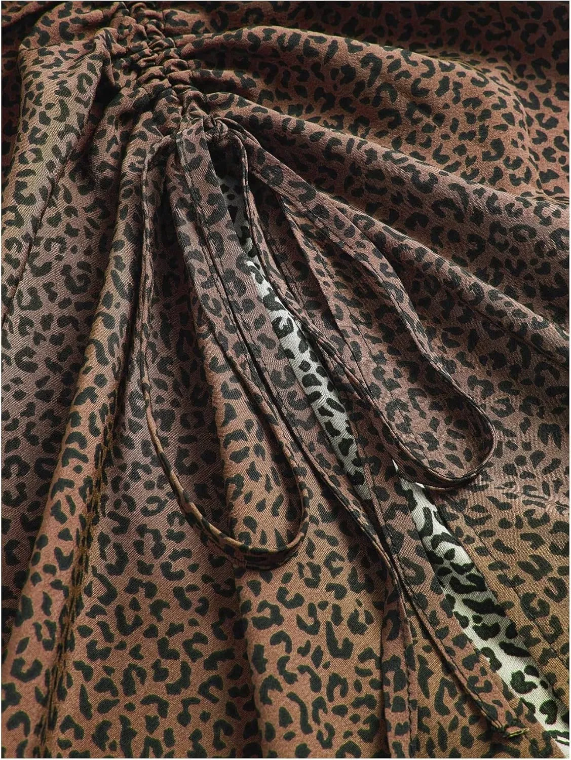 GORGLITTER Women's Plus Size Leopard Print Skirt Ruched Tie Slit High Waisted Bodycon Pencil Midi Skirts