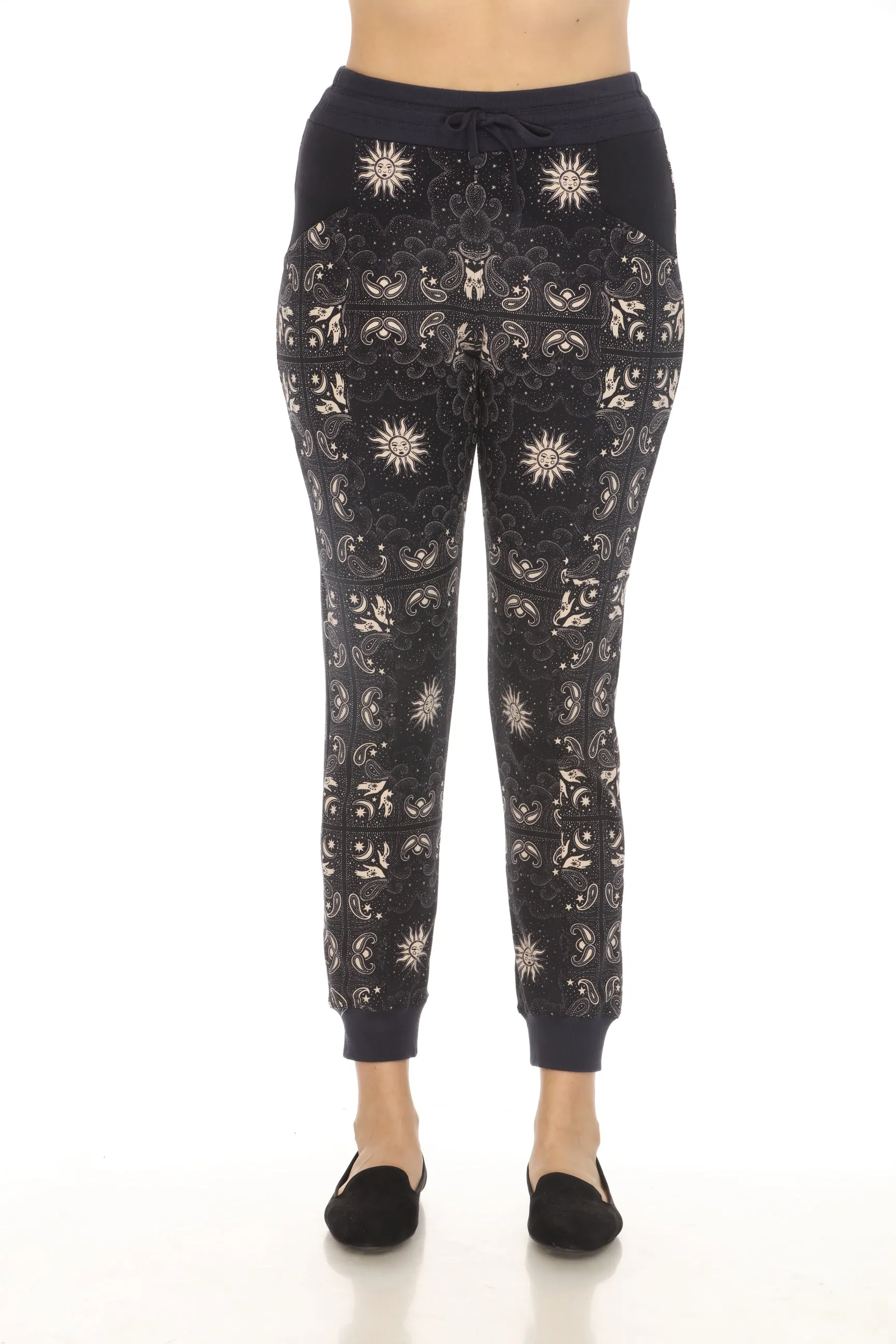 Johnny Was JWLA Navy Runa Contrast French Terry Jogger Pants T63723