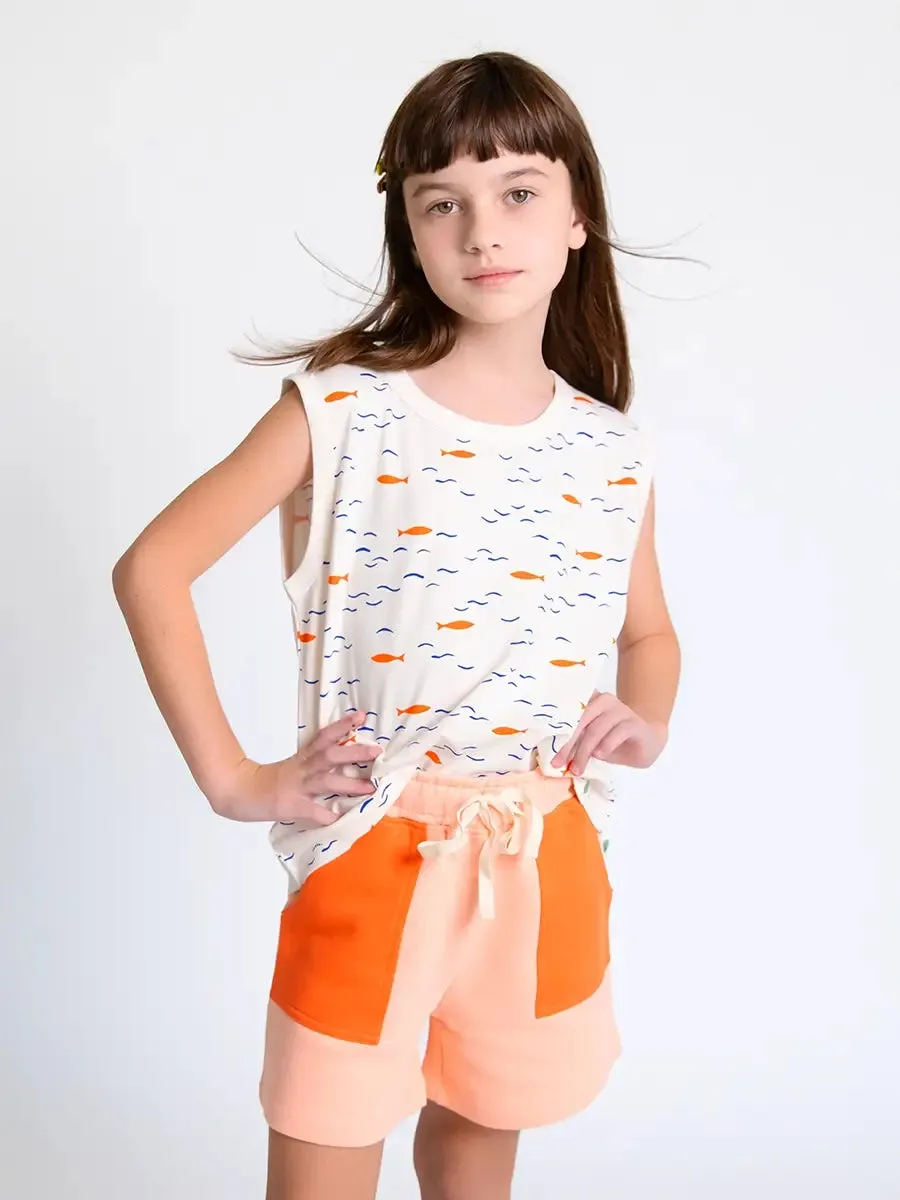Kids' Organic Cotton Shorts - Pink Color Block