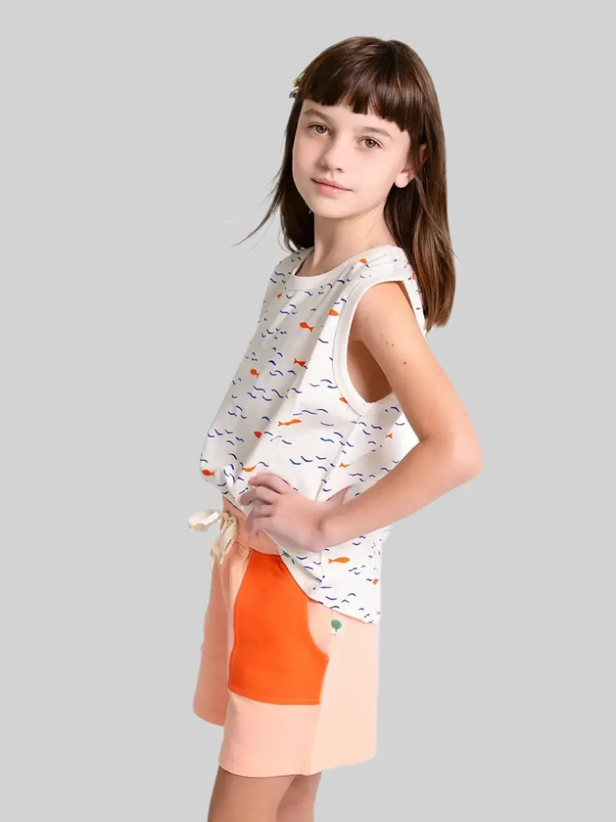 Kids' Organic Cotton Shorts - Pink Color Block