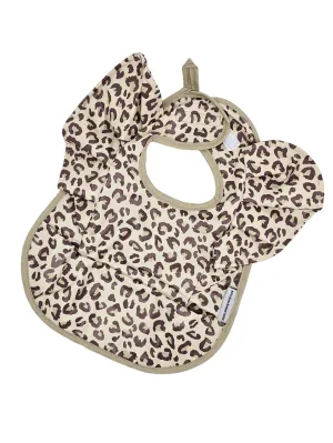 Leopard Print Frill Detailed Waterproof Bib