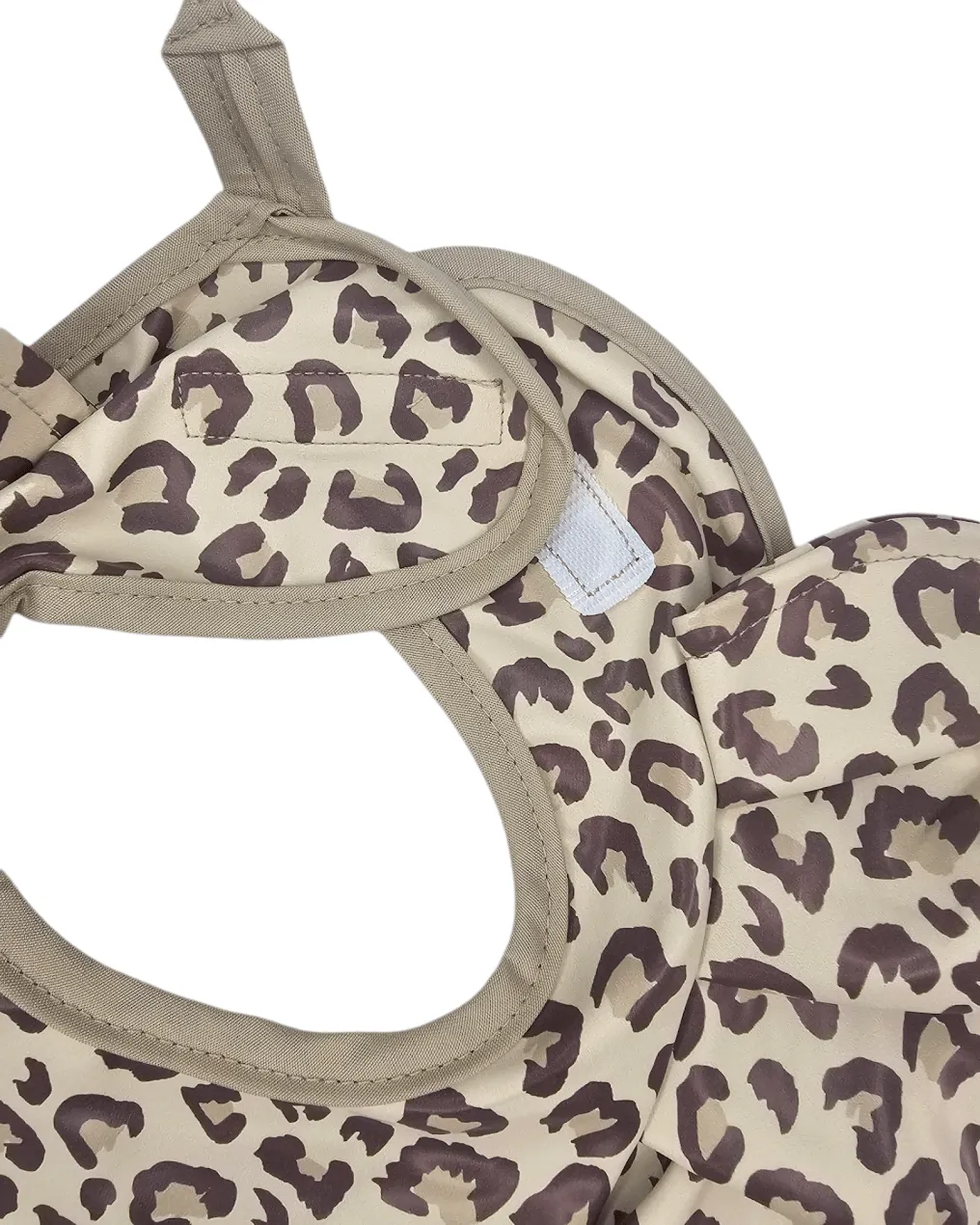 Leopard Print Frill Detailed Waterproof Bib