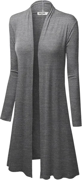 Lock and Love Women's Long Cardigan  Fall Casual Draped Open Front Lightweight Duster with Long Sleeves