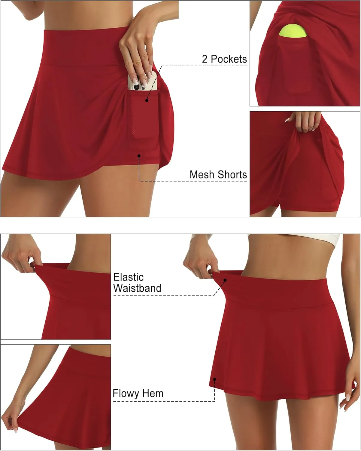 LouKeith Womens Tennis Skirt High Waisted Pleated Golf Skirts Mini Casual Workout Athletic Skorts with Pockets
