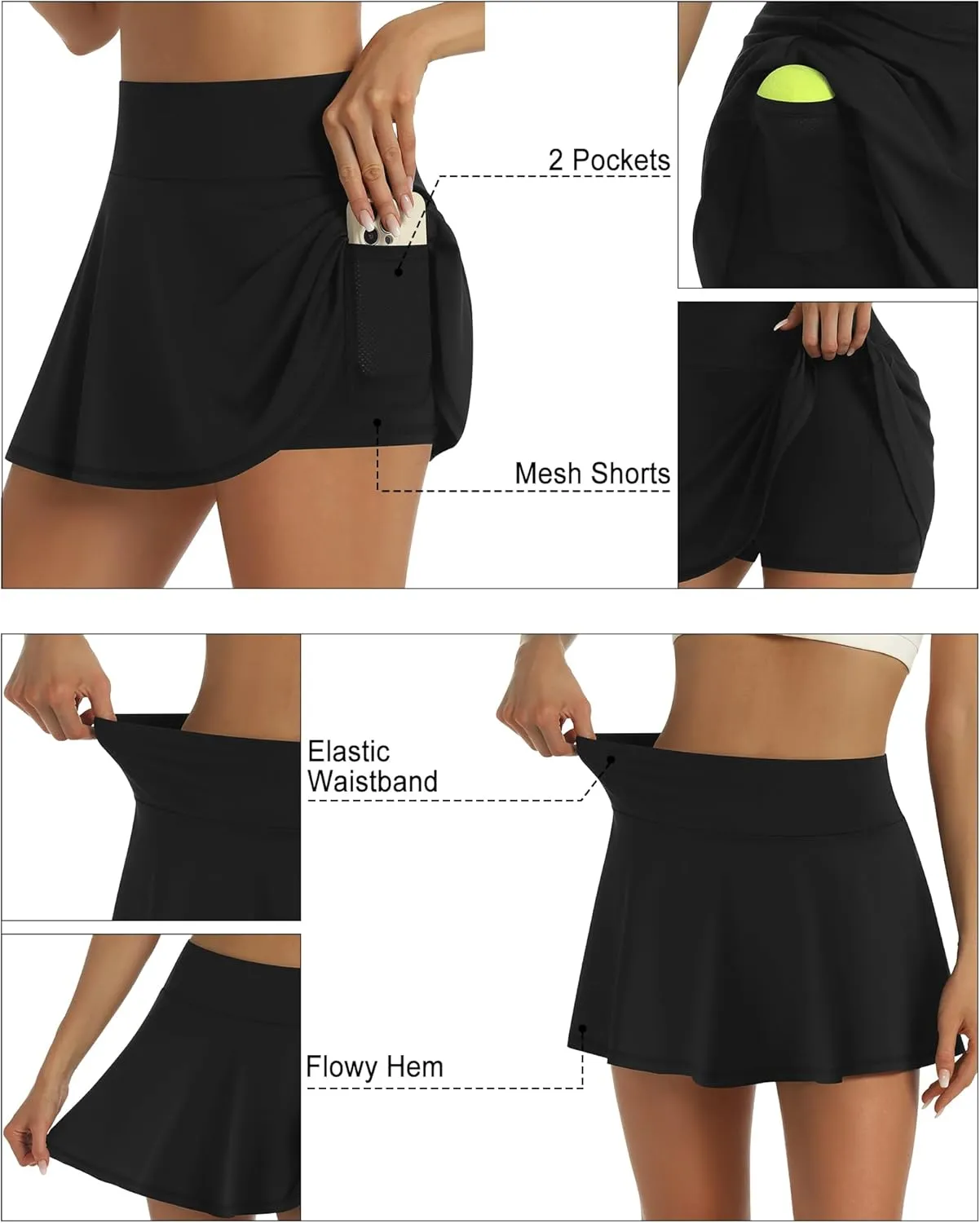 LouKeith Womens Tennis Skirt High Waisted Pleated Golf Skirts Mini Casual Workout Athletic Skorts with Pockets