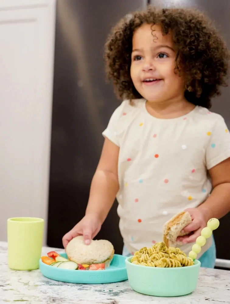 Melii 3 Piece Silicone Feeding Set  Lime, mint, blue