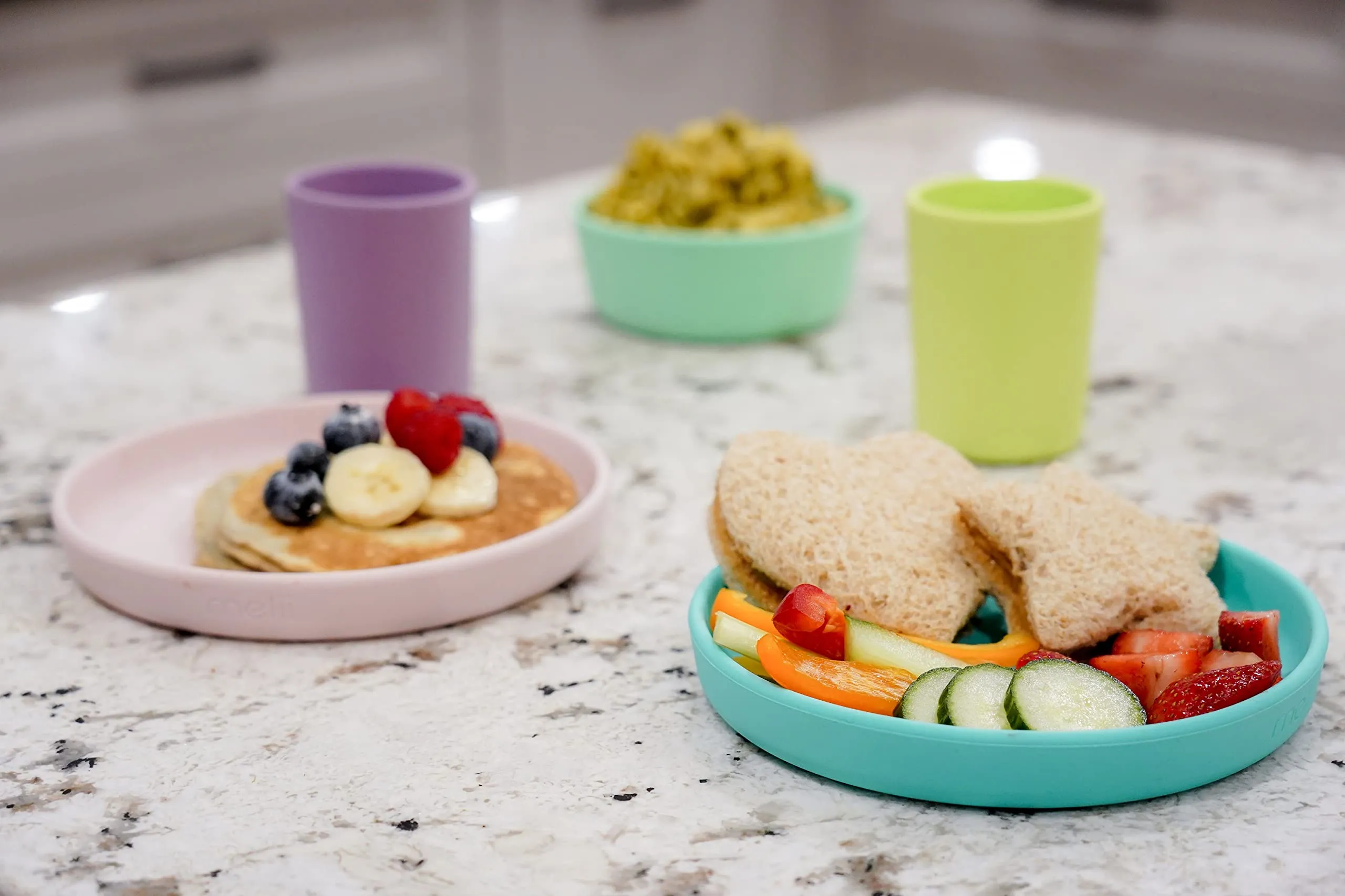 Melii 3 Piece Silicone Feeding Set  Lime, mint, blue