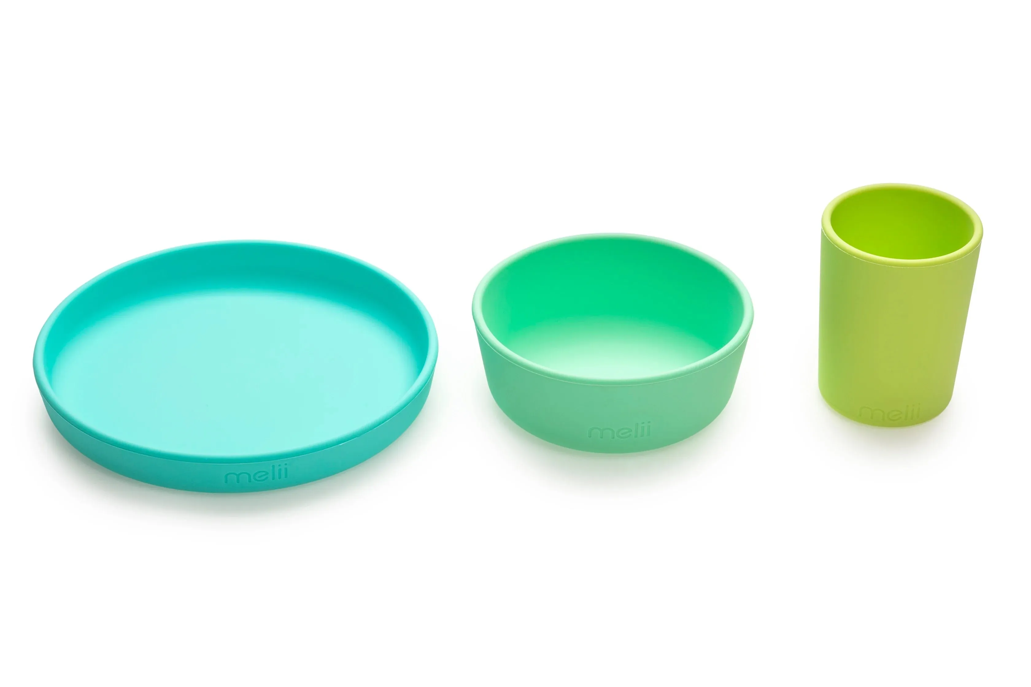 Melii 3 Piece Silicone Feeding Set  Lime, mint, blue