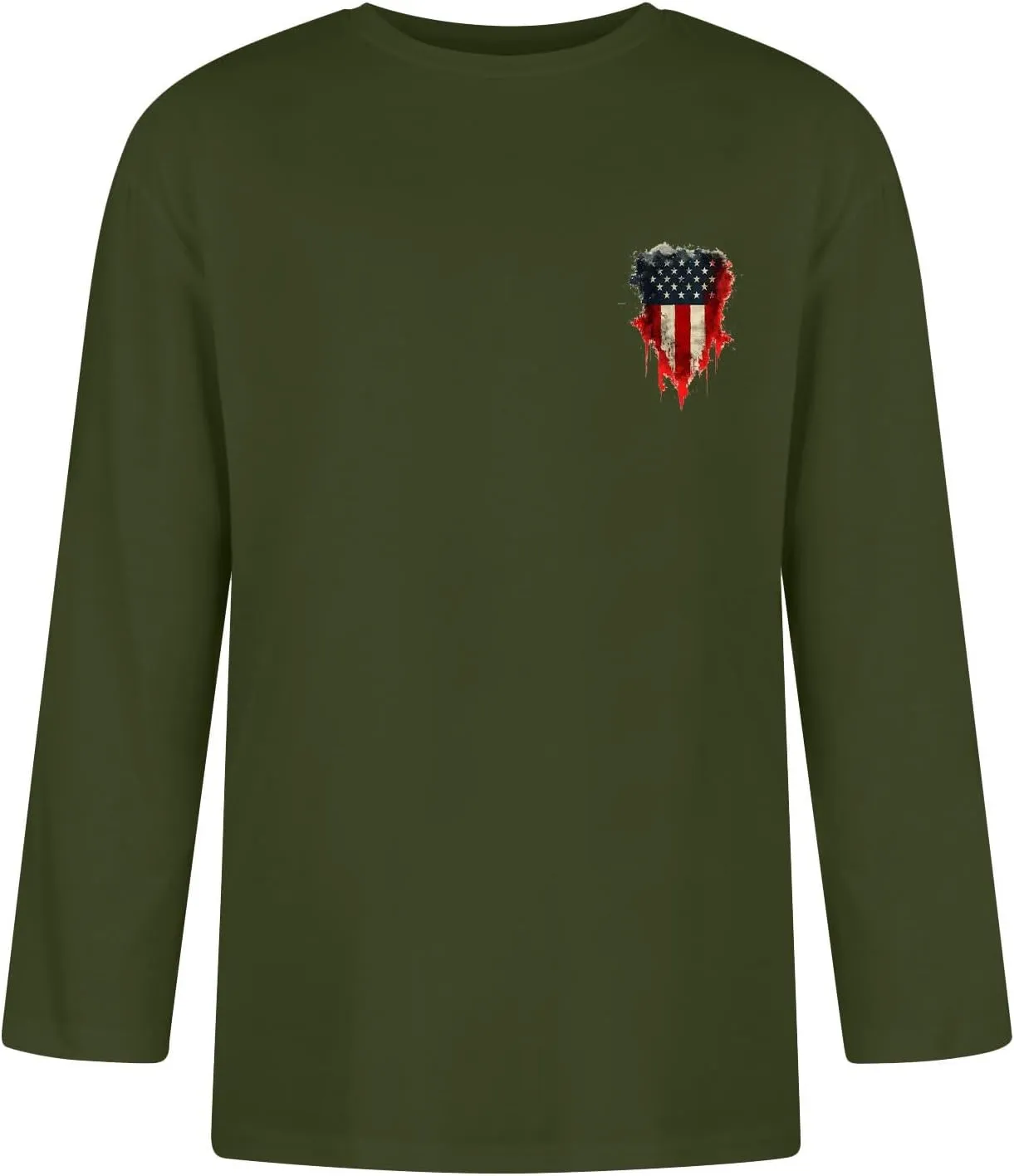 Mens American Flag Shirt Men's Casual Crewneck 3/4 Sleeve Shirts Cotton Summer Tops Basic Pullover Workout Tees