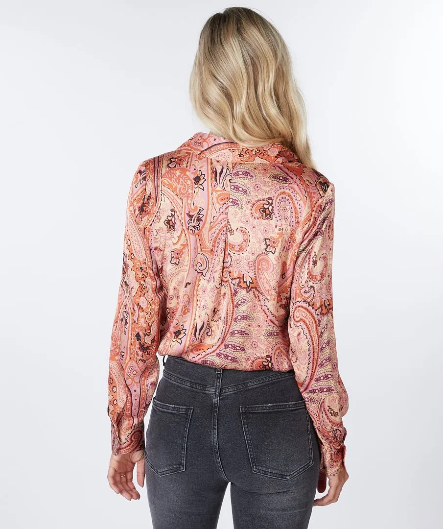 Overlap Print Blouse