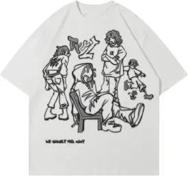 Oversized Graphic Tees Men Vintage Y2K Print Shirts Streetwear Unisex Harajuku T-Shirts