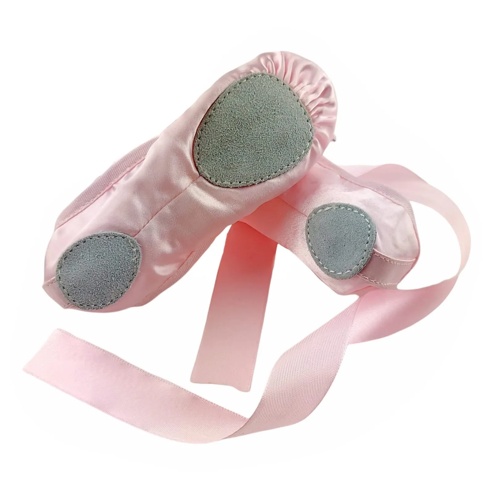 Pink Ballet Shoes with Ribbons Silky Satin Split Sole