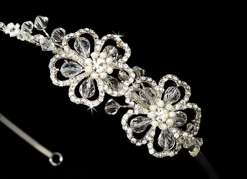 Pretty Swarovski Crystal Clover Flower Crystal Headband