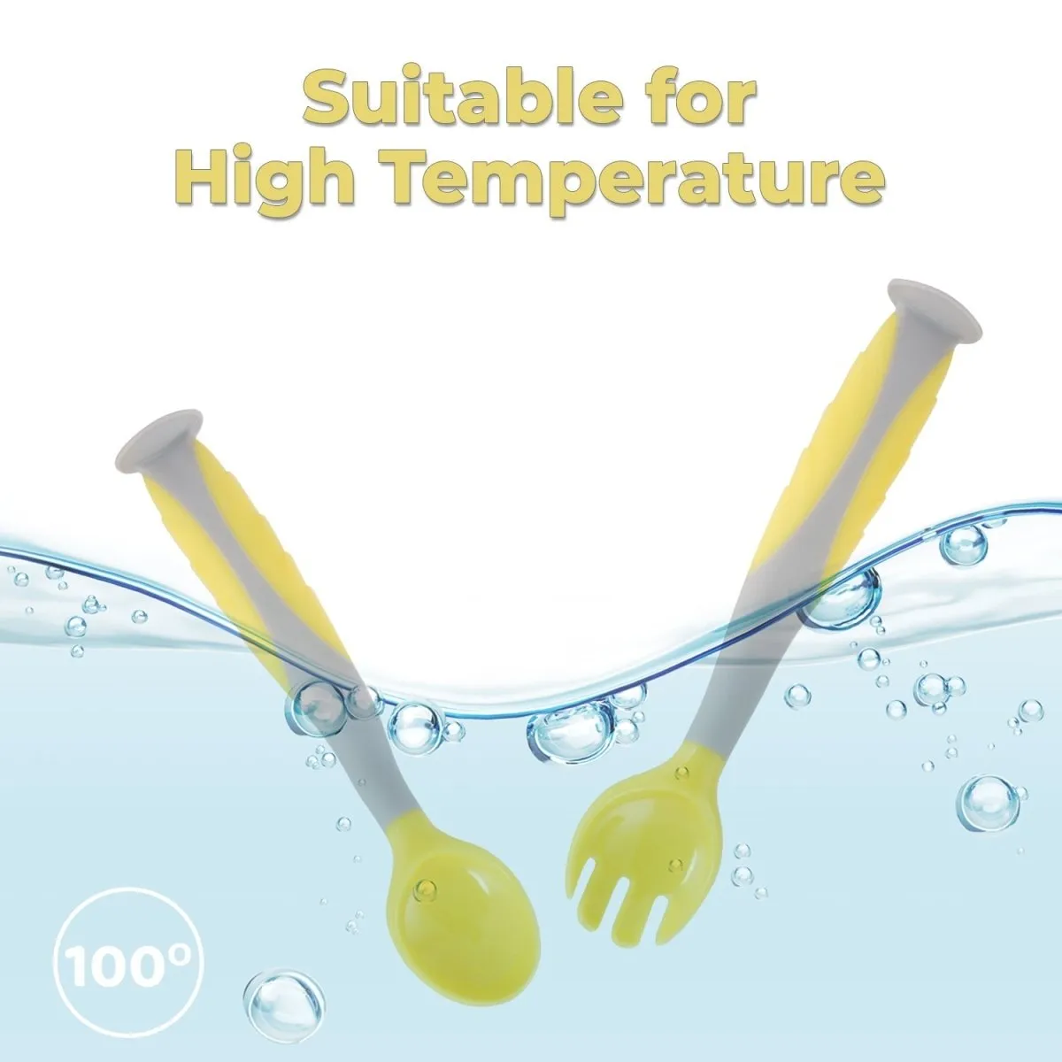 R for Rabbit Safe Feed Flexi Spoon Set- Yellow Grey
