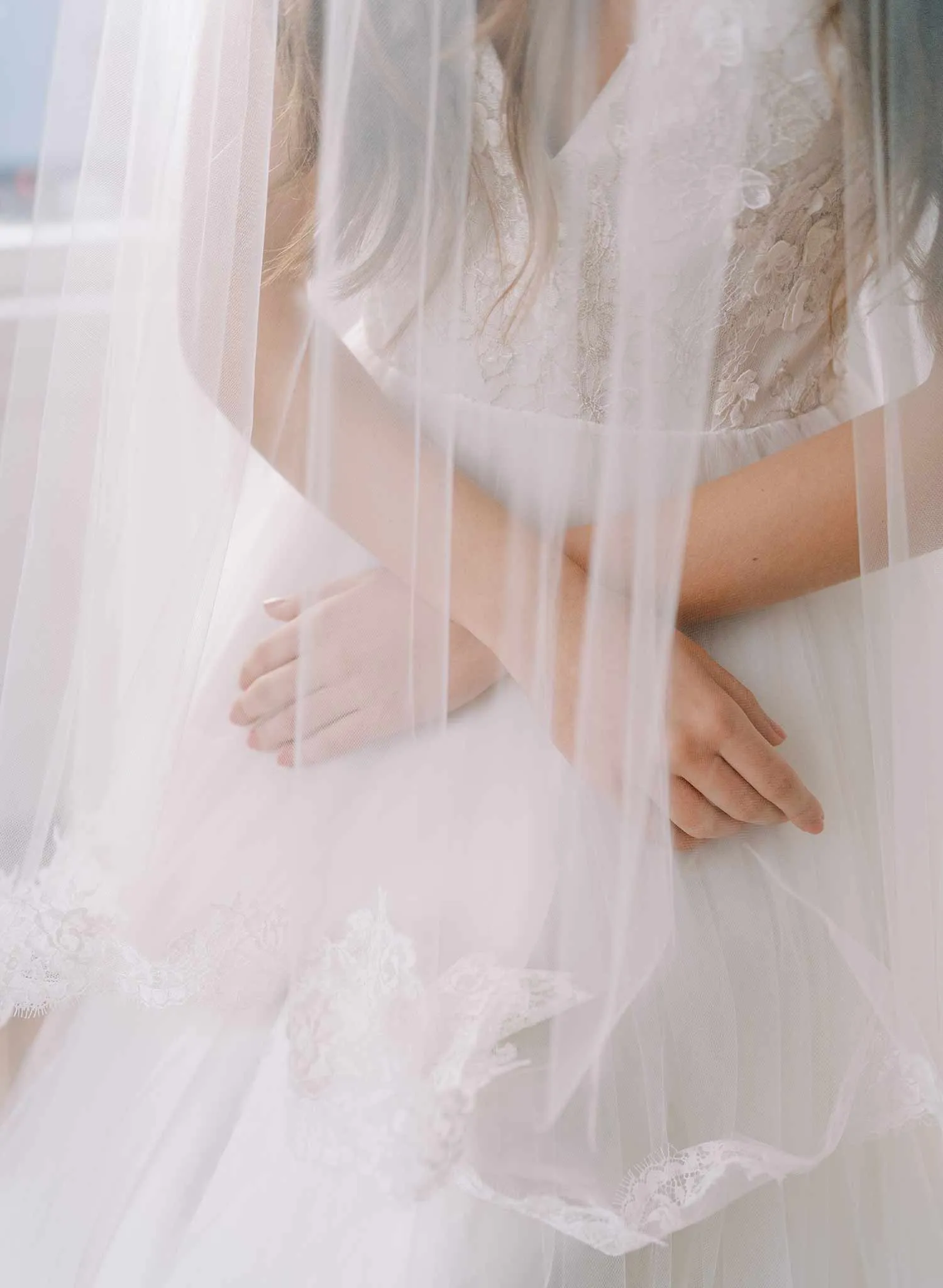 Regal French lace veil with blusher - Style #2459