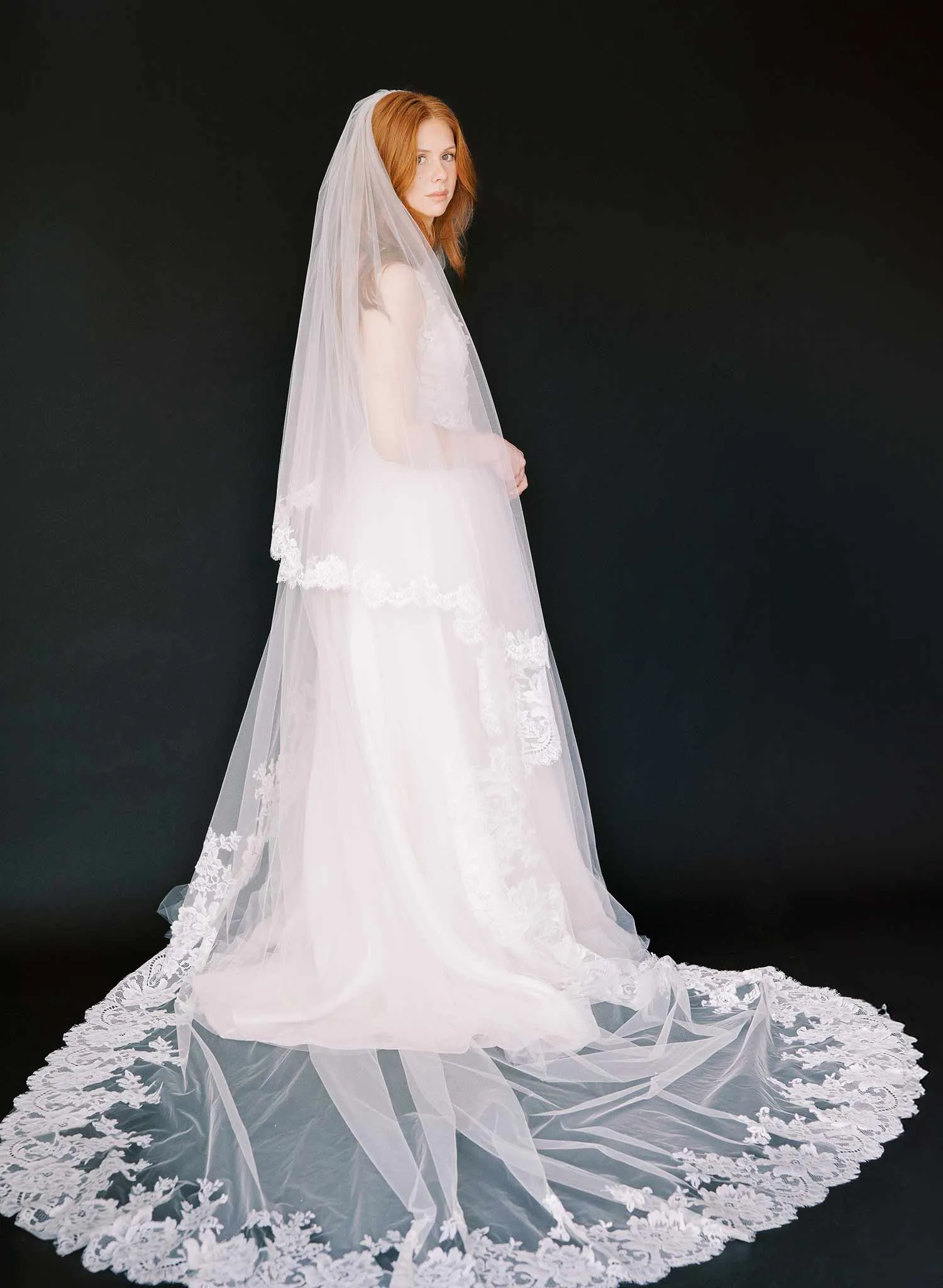 Regal French lace veil with blusher - Style #2459