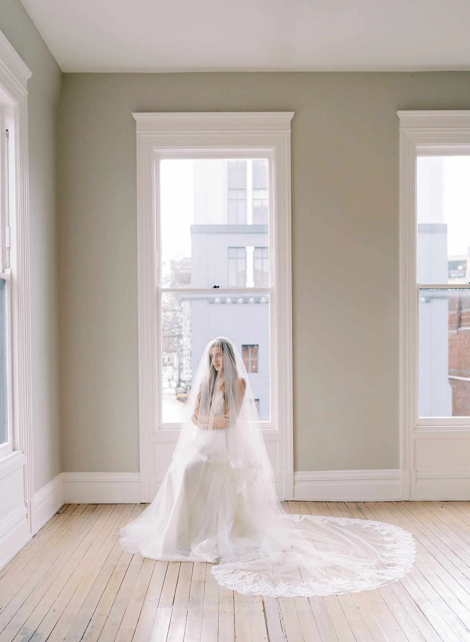 Regal French lace veil with blusher - Style #2459