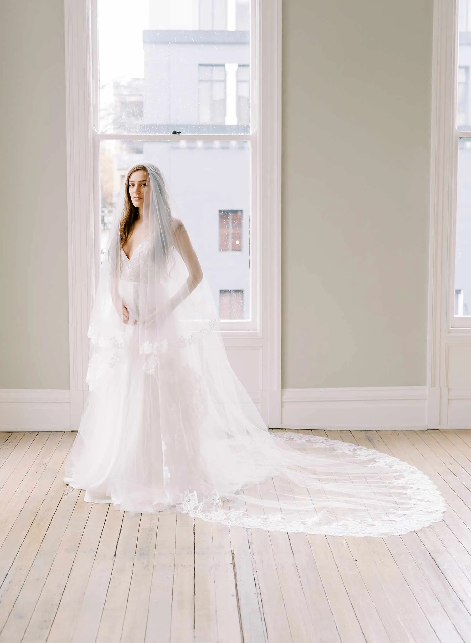 Regal French lace veil with blusher - Style #2459
