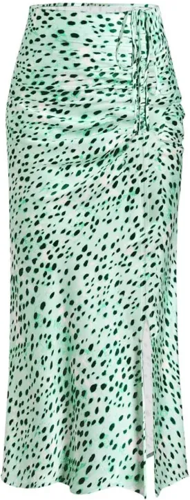 Relipop Women's Floral Boho Midi Skirt with Slit High Waisted Elastic Ruched Skirts Summer Sexy Leopard Print Skirt