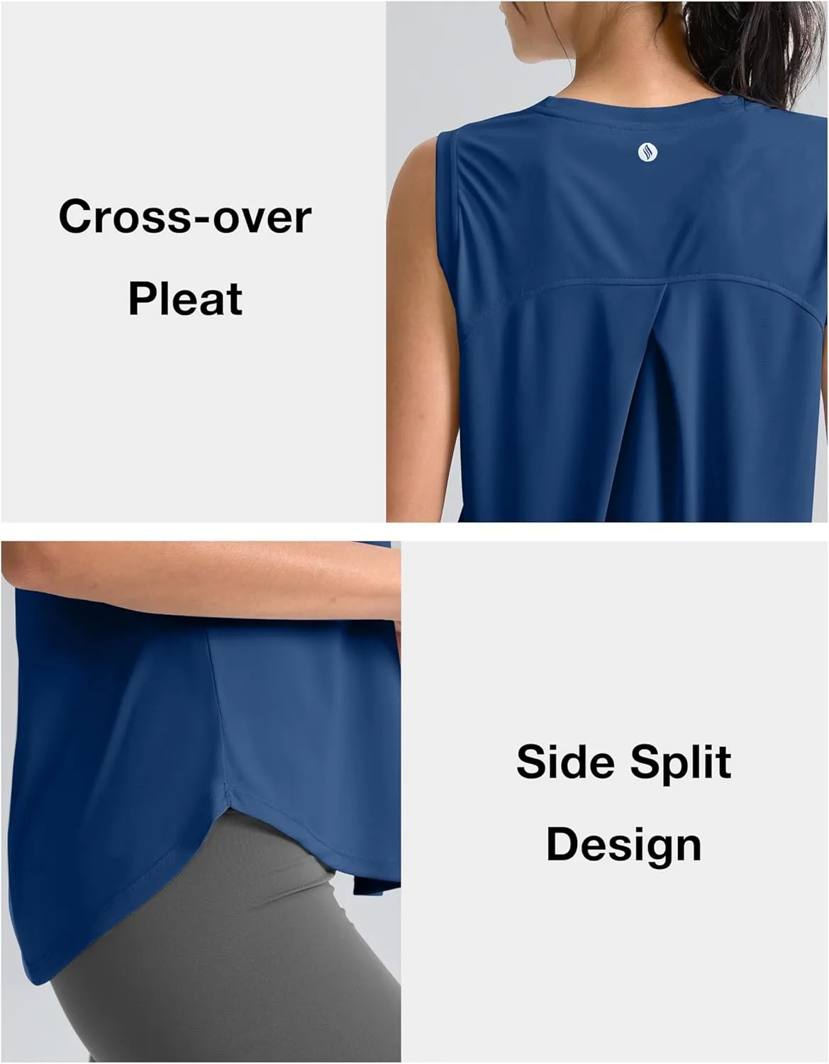 SANTINY Women's Sleeveless Workout Tops Breathable Lightweight Active Tennis Yoga Shirts Athletic Running Tank Tops for Women
