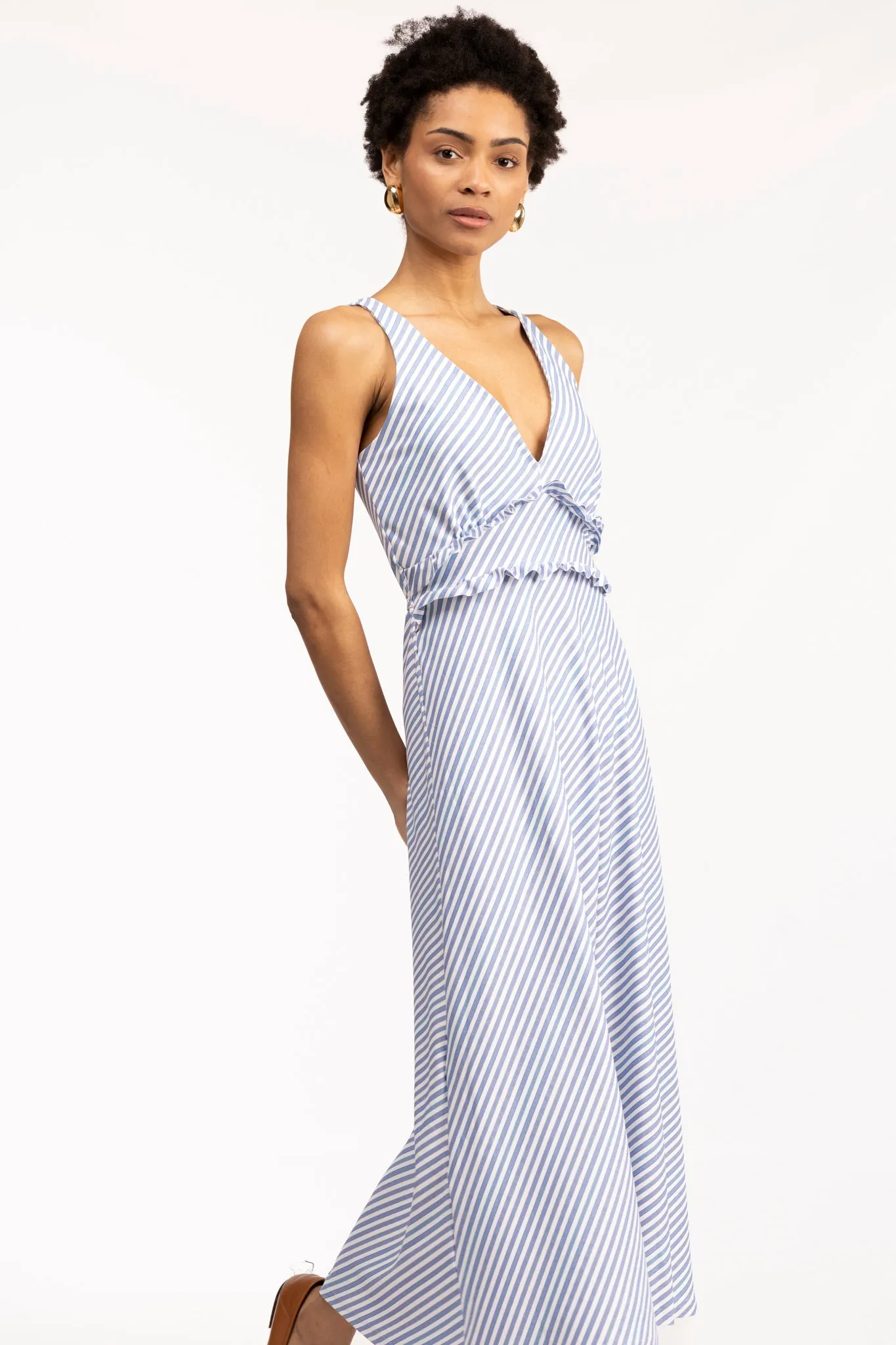 The Beryl Dress - Chambray Stripe