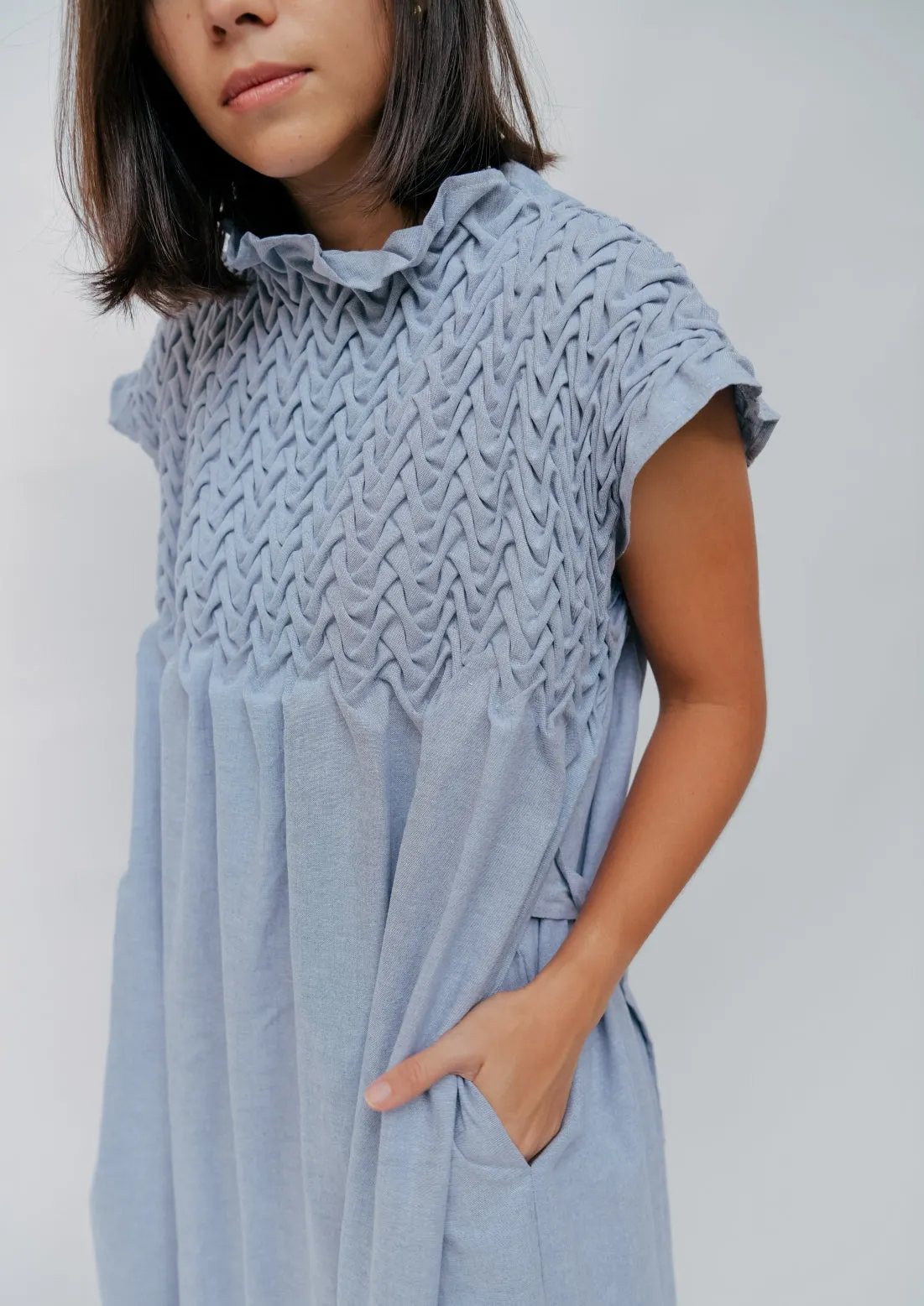 waves dress - blue