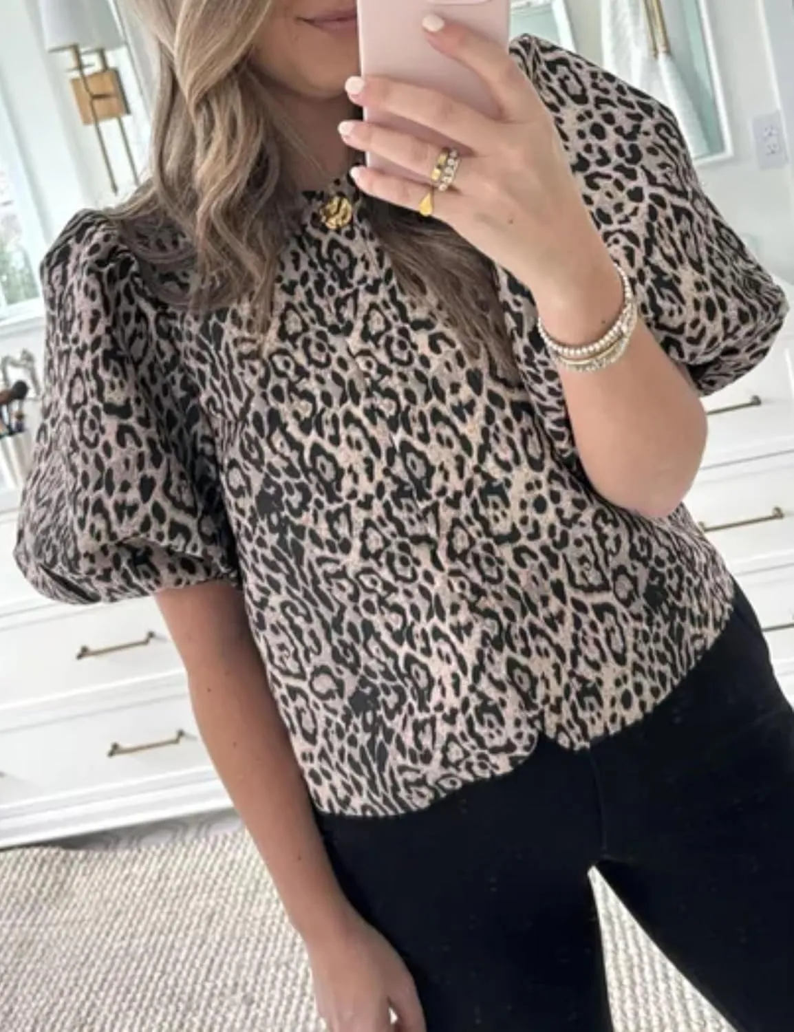 Womens Balloon Sleeved Blouse Top Short Puff Sleeve Button Down Shirts Cute Going Out Tops