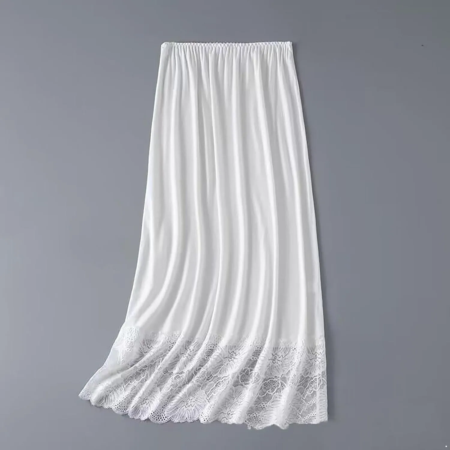 Womens Lace Trim Half Slip Long Underskirt Skirt Extenders Anti Static Petticoat Skirt Dress Accessory