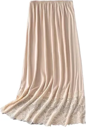 Womens Lace Trim Half Slip Long Underskirt Skirt Extenders Anti Static Petticoat Skirt Dress Accessory
