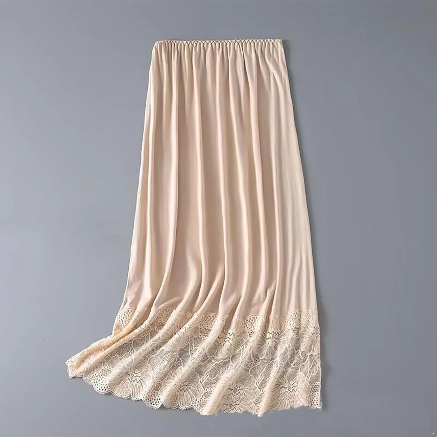 Womens Lace Trim Half Slip Long Underskirt Skirt Extenders Anti Static Petticoat Skirt Dress Accessory