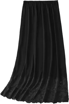 Womens Lace Trim Half Slip Long Underskirt Skirt Extenders Anti Static Petticoat Skirt Dress Accessory
