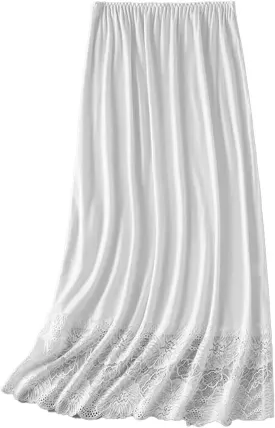 Womens Lace Trim Half Slip Long Underskirt Skirt Extenders Anti Static Petticoat Skirt Dress Accessory