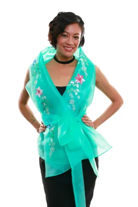 WS14 - MADE-TO-ORDER - Filipiniana Wrap-Around Mint Green with Fitting Gown